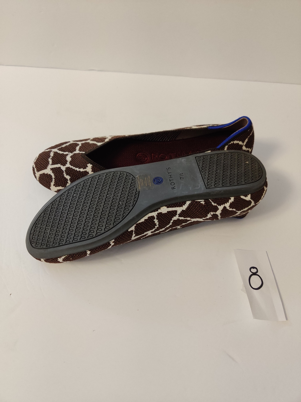 Rothys Brown and White Giraffe-Print Women's Ballet Flats 7.5 - Picture 5 of 5